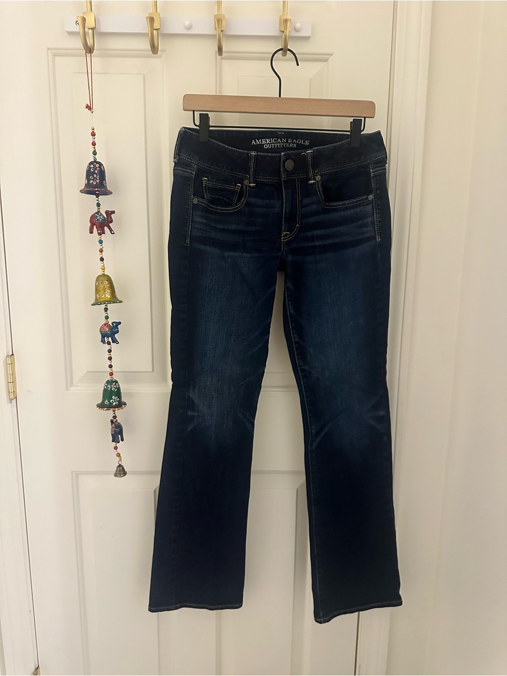 American Eagle Outfitters Dark Indigo Kick Boot Stretch Bootcut Jeans 8